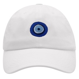 JPAK Evil Eye Premium Dad Hat Embroidered Cotton Baseball Cap Turkey Nazars White