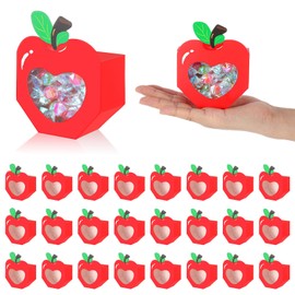 Kolldenn 24 Pcs Apple Container Bulk Back to School Gifts for Teacher, Paper Candy Boxes Holder Red Apple Shaped Teacher Appreciation Gifts Snow Party Christmas Party Favors(3.54 x 2.76 x 1.57 Inches)