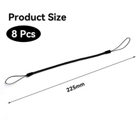 Oykrueats Pack of 8 Black Spiral Bands for Touch Pens, Elastic Plastic Lanyard for Pen, Retractable Coil Spring, Retractable Strap, Anti-Lost, for Drawing Pen, Stylus, Pen, Keys
