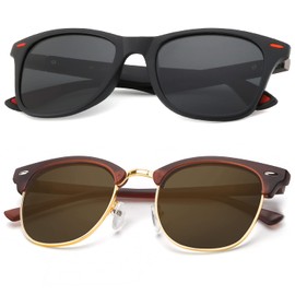 KALIYADI Polarised Sunglasses Men Women 100% UV400 Protection Unisex Retro Sun Glasses Eyewear for Diving (2 pack)