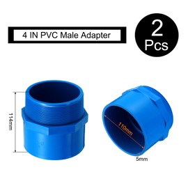 sourcing map 2 Pcs Union PVC Pipe Fitting 4" Male Adapter Thread Connector Pipe Sink Drain Adapters for Connecting Pipes, Blue
