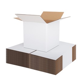 Mat Board Center, Shipping Box 6x6x6 Inches for Mailing Moving Packaging Carton, 25 Pack Corrugated Cardboard Box for Small Business, White