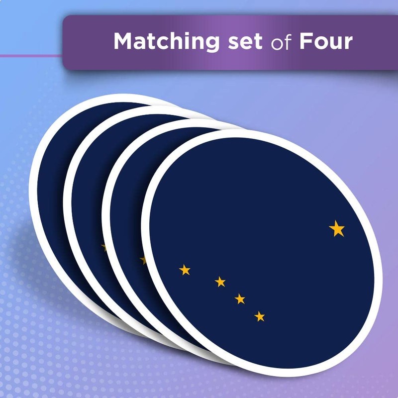 Vinyl Round Stickers (Set of 4) 10cm - Alaska State