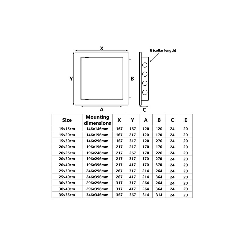 200x200mm Paintable Access Inspection Panel White Plasitc Concealed Check Doors