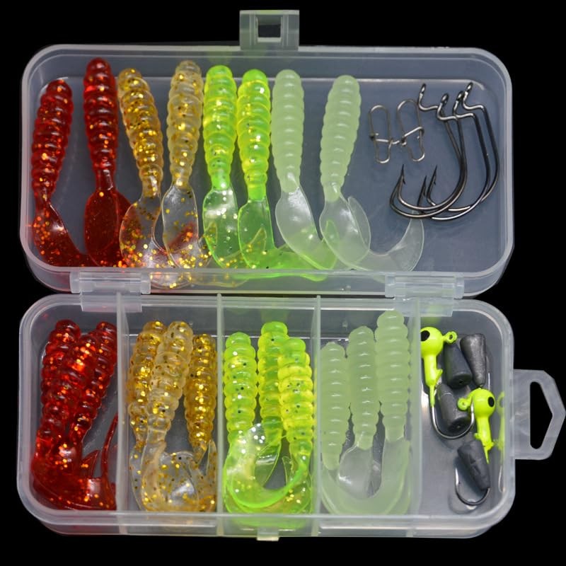 Steinn Rubber Fish Set with Hooks and Offset Jig Heads