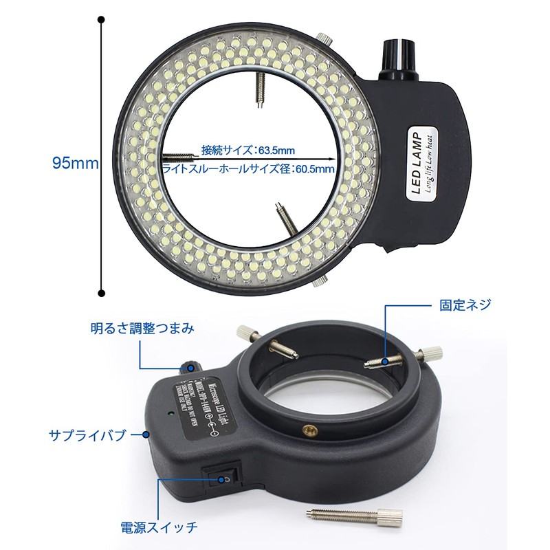 Shengshou LED Ring Lighting Light,LED Lighting Fixture for Microscope, 144