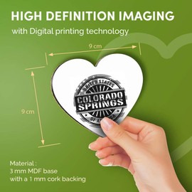 Destination Vinyl ltd Great Coasters (Set of 4) Heart - BW - Colorado Springs USA American Map Drink Glossy Coasters/Tabletop Protection for Any Table Type #40538