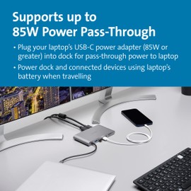 Kensington UH1440P 10-in-1 Dual Monitor USB-C Hub, Laptop Docking Stations with DisplayPort/HDMI/VGA Ports, SD & Micro SD Card Readers, 85W Charging for Thunderbolt 3/4 and USB-C Devices (K33853WW)