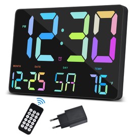 SZELAM Digital Clock Large Display, 11.5 Inch Digital Wall Alarm Clock with Radio Remote Control, LED Oversized Wall Clock with Date Stamp, 12/24H, Adapter, Snooze Alarm Clock for Home, Bedroom,