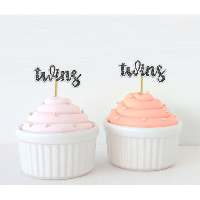 Darling Souvenir, Baby Shower Its Twin Cupcake Toppers, Gender Reveal