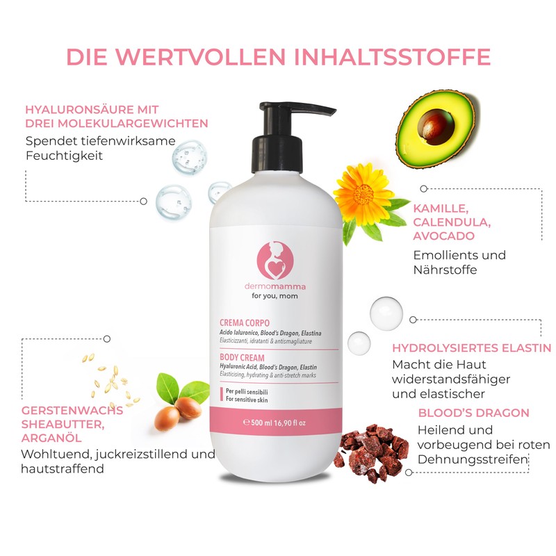 DERMOMAMMA Body Cream with Valuable Anti-Stretch Mark Ingredients - 200