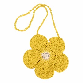 Reberomantique Women Girls Mini Flower Crochet Shoulder Crossbody Bag Handmade Handbag Purse Cotton Cellphone Wallet