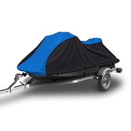Seal Skin Covers Heavy Duty Jet Ski Cover Marine Grade 600D Waterproof UV Resistant PWC Cover for 1 Seater Compatible with Yamaha Sea-Doo Kawasaki fits Length from 96"-102" Long (Blue & Black)