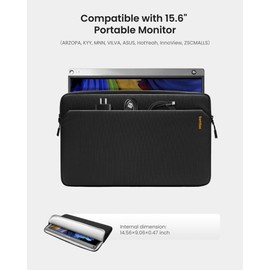 tomtoc Light-A18 Slim 15.6 Inch Portable Monitor Sleeve Case with Acessories Storage, Light Protective Carrying Sleeve for Most 15.6 in Portable Monitors with Eco-Friendly Fabric