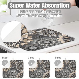 Dish Drying Mat for Kitchen Counter Large 18" x 24" Mandala Absorbent Microfiber Dishes Drainer Rack Mats Pad Reusable Washable