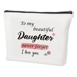 QONCV Daughter Christmas Gifts, Daughter Makeup Bag Mothers Day Valentines Day National Daughters Day Birthday Christmas Easter Graduation Cosmetic Bags Gift Ideas for Women