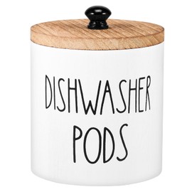 Dishwasher Pod Container, Dishwasher Pod Holder with Lid Stylish Dishwasher Tablet Container Wide Opening Dishwasher Pod Storage Round Shape Dishwasher Pod Organizer for Home Kitchens (White)