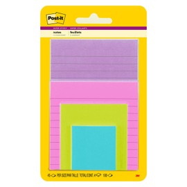 Post-it Super Sticky Notes, Assorted Sizes, 4 Pads, 2x the Sticking Power, Supernova Neons, Neon Colors, Recyclable (4622-SSMIA)