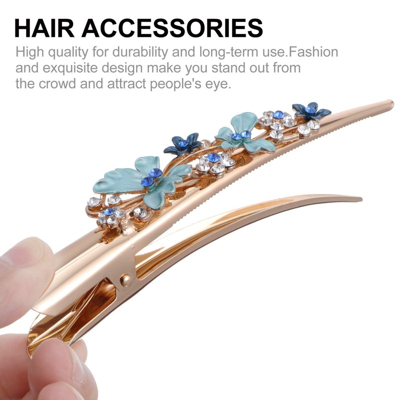 KALLORY Alligator Hair Clips Retro Flower Hair Barrettes Metal Large