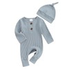 Infant Boys Girls Clothes Set Newborn Baby Romper Hat Ribbed