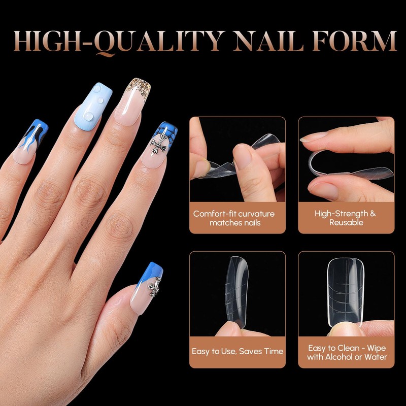 Nicedeco Poly Extension Gel Dual Nail Forms, 120pcs Nail Molds