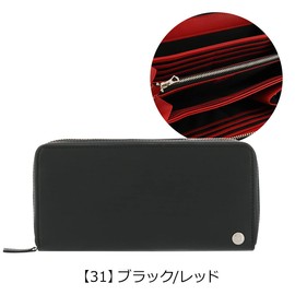 Takeokikuchi Amigo Men's Long Wallet, Gift Wrap, Round Zipper, Large Capacity, Limited Edition 24019 Cowhide Leather, Genuine Leather, [31] Black/Red