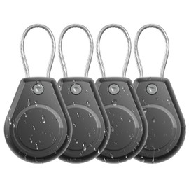 Natuvee AirTag Secure Holder Waterproof, 4-Pack Airtag Keychain Case w/Wire Cable, Anti Lost Key Ring Compatible with Air Tag Tracker, Airtag Protective Case for Luggage, Key, Backpack