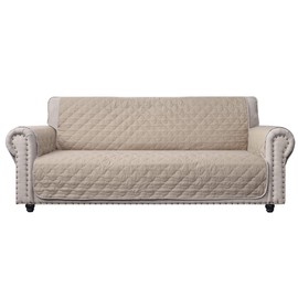CHHKON Beige 100% Waterproof Sofa Cover with Side Pockets Quilted Furniture Protector Sofa Slipcover for Children, Pets for Leather Couch (Beige, 78'')