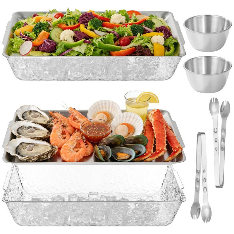 2 Sets Chilled Serving Tray for Patries - 15.7 x