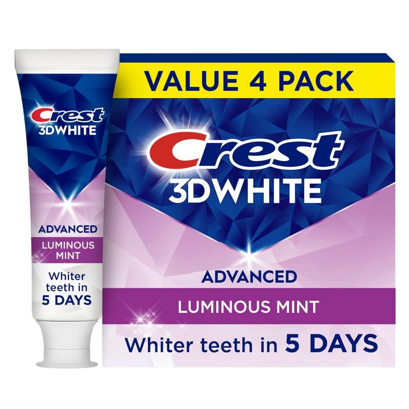 Crest 3D White Toothpaste, Advanced Luminous Mint, Teeth Whitening Toothpaste,