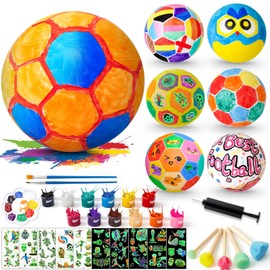 vamei Fußball Malset Bastelset Kinder 6 Stk Fußball DIY Malset mit Pigment Aufkleber Fussball Geschenke Spielzeug Jungen Mädchen Bastelset für 3 4 5 6 7 8 9 10 Jahre