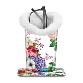 Fintie Plush Lined Eyeglasses Holder with Magnetic Base- Premium Vegan Leather Glasses Stand Case, Flower Festival