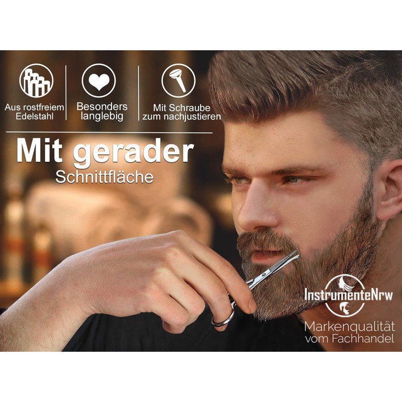 Bartschere Nasenhaar Schere mit Mikroverzahnung 10,5 cm mit abgerundeten Enden