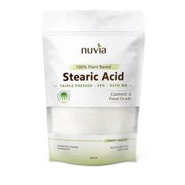 Stearic Acid - 100% Plant Based, Food Grade, Triple Pressed, Certified Sustainable, by Nuvia Organics; 8oz