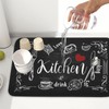 Kawani Black Coffee Bar Dish Drying Mats for Kitchen Counter