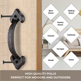 7-Inch Heavy-Duty Cast Iron Barn Door Handle – Medieval-Grade Rustic Gate Pull for Sheds, Fences & Cabinets – Vintage Black Finish – Installs in Minutes, Built to Last a Lifetime