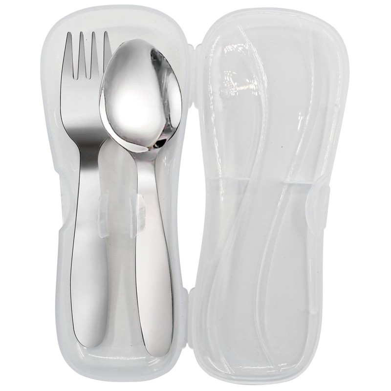 VANRA 2 Pieces Children Fork Spoon Set with Travel Case