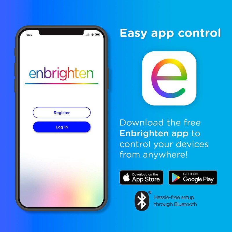 Enbrighten, White, Wi-Fi Smart Light Switch, Indoor Oval Plug-in, 2-Grounded
