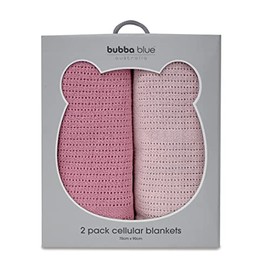 Bubba Blue Cellular Baby Blanket, 70 x 90 cm Size, Dusty Berry/Rose (Pack of 2)