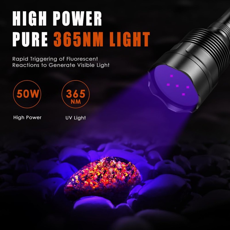 Black Light UV Flashlight, 5LEDs UV Light 50W Powerful Blacklight