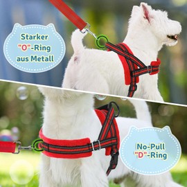 Slowton No Pull Small Dog Harness and Lead, Front Lead Walk Vest Harness, Soft Padded, Reflective Adjustable Puppy Harness, Anti-Twist 122 cm Quick Fit Pet Lead for Small Dogs, xxs