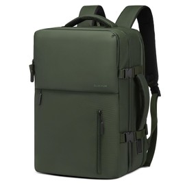 SUIKIHUM Lay Flat Carry on Travel Backpack, 30L Airline Approved, Fits 16" Laptop, USB-C & USB-A, Water Resistant, Green
