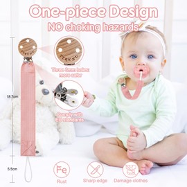 TYRY.HU Dummy Clip for Baby Soft Fabric Pacifier Clips Handmade Ribbon Strap Pacifer Chain Holder Set for Boys and Girls Fits Most Pacifiers Unisex Newborn Universal 2 Pack