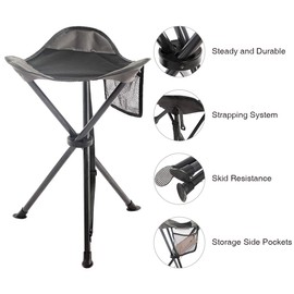 PORTAL Tall Slacker Chair Folding Tripod Stool for Outdoor Camping Walking Hunting Hiking Fishing Travel, Support 225 lbs
