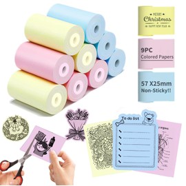 Printer Paper Roll 9 Thermal Printer Paper, Colorful Printer Paper for Mini Sticker Receipt Printer, Portable Bluetooth Pocket Printer, Mini Printer Paper Refill for Most Mini Thermal Printers