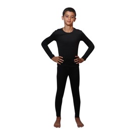 Outland Children's Thermal Set Lightweight Ultra Soft Fleece Interior Very Warm, Black 2-4