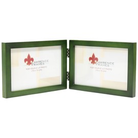 Lawrence Frames Collection Hinged Double Horizontal Wood Picture Frame Gallery, 4 by 6-Inch, Green
