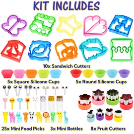 AIMEETO Sandwich Cutter Set, All in One Bento Box Accessory Kit, Including Sandwich Cutters, Accessories and Complete Supplies for Bento Boxes
