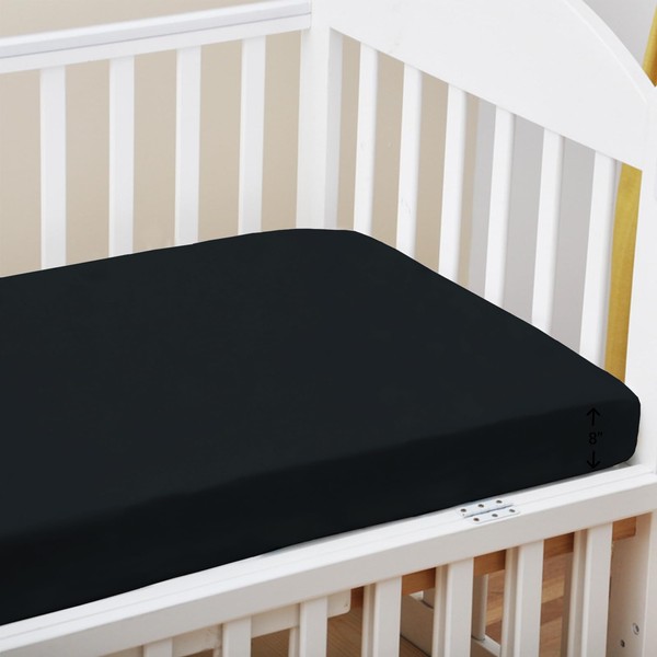 Pizuna 100% Cotton Fitted Cot Sheets Black, 400 Thread Count