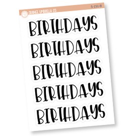 Birthdays Header Stickers, Dashboard Pages, Dash Board Notes, Goal Setting Planner Stickers (S-151-B)